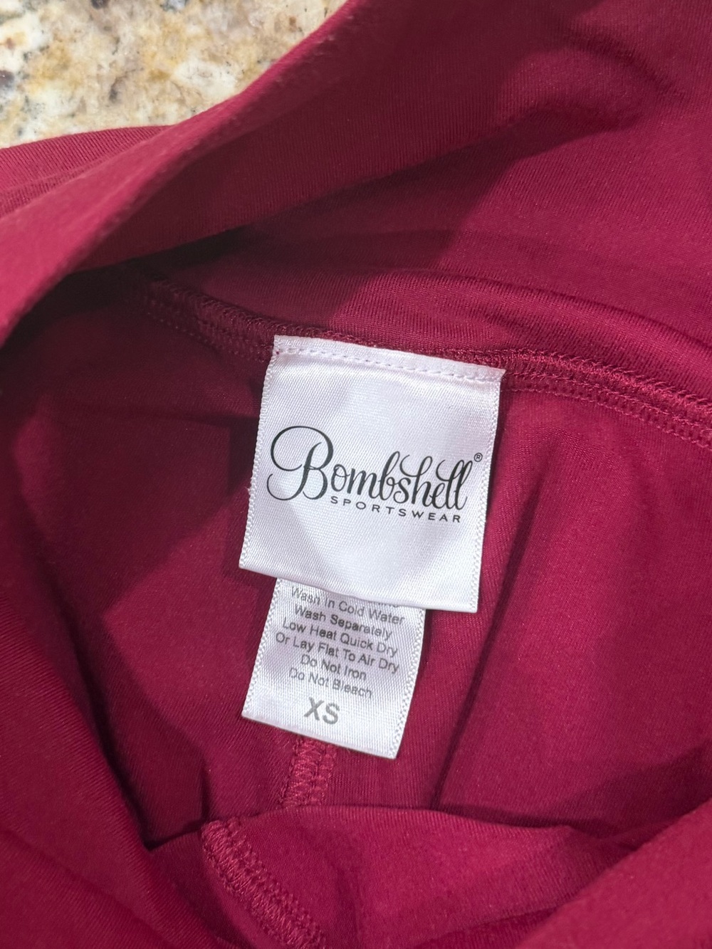 Bombshell Sportswear Burgundy High-Waist Leggings with White Rib Cuffs - Picture 4 of 4